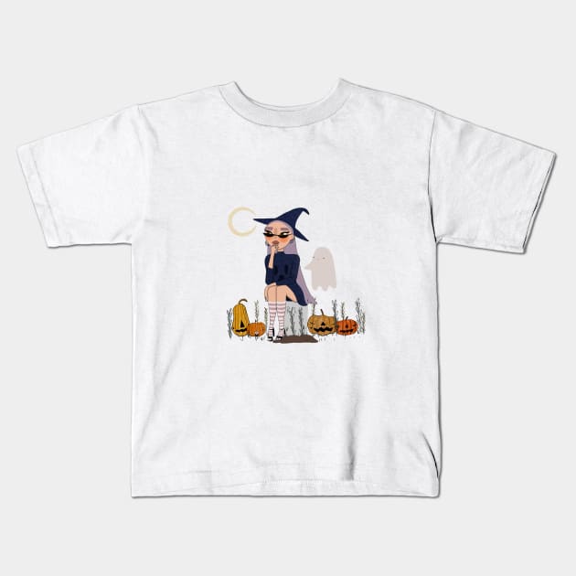 Graveyard Girl Kids T-Shirt by chiarodiluna